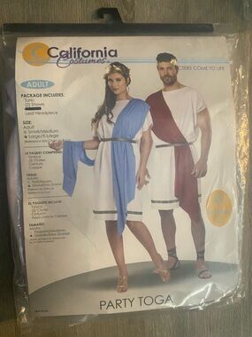 California Costumes White Toga with Blue and Burgundy Shawls